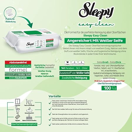 Sleepy Easy Clean Grün | 6 Packungen Bundle (600 Blatt)